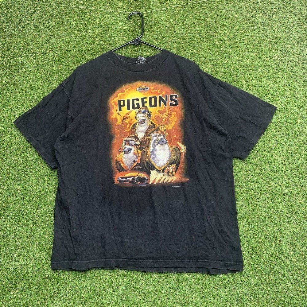 Vintage 1997 Nissan Pigeons Shirt Mens XL Commercial Promo USA Single Stitch y2k
